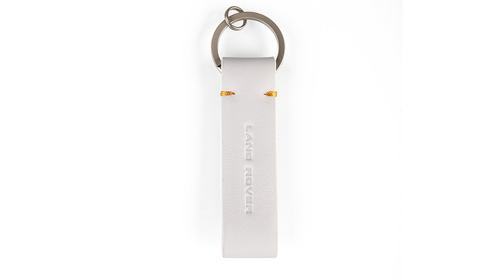 Shop Land Rover Perforated Leather Loop Keyring - Ivory in Qatar