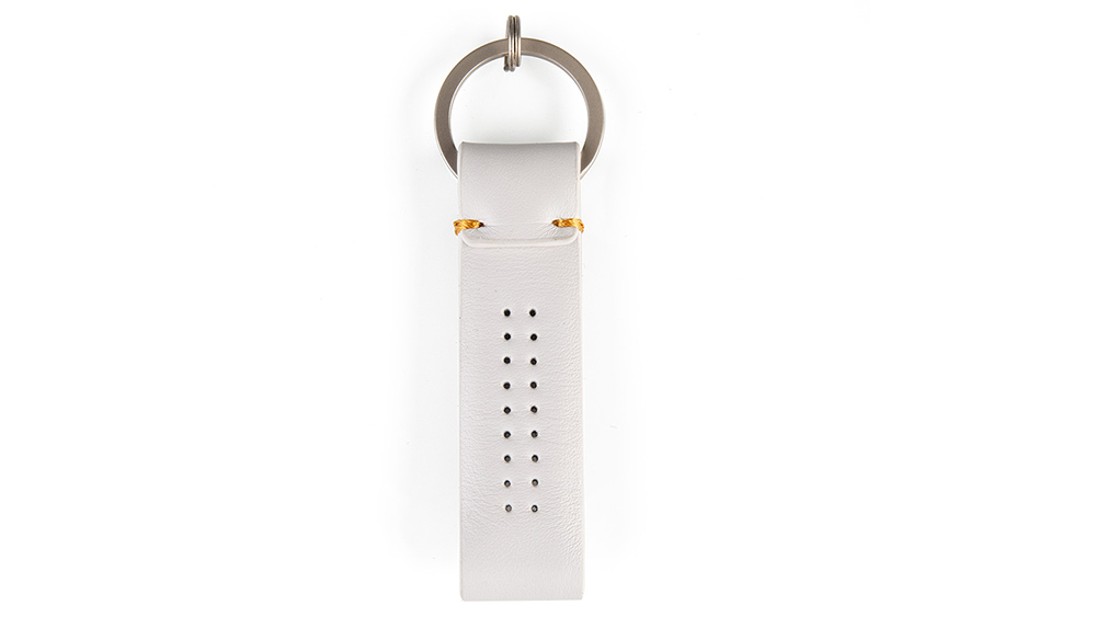 Buy Land Rover Perforated Leather Loop Keyring - Ivory Accessories Online